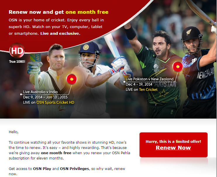 Osn sports cricket discount hd